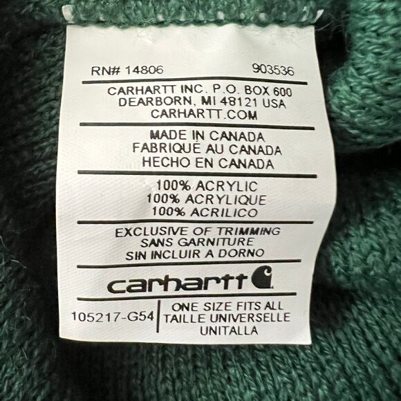 CARHARTT St. Paddy's Shamrock Patch Rib Knit Green Branie Hat Style 105217 - Picture 4 of 5